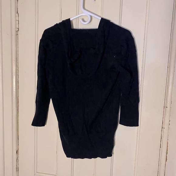Black hooded cardigan (with small pockets) - Picture 2 of 4